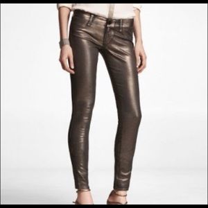 Express Stella Gold Metallic Coated Jean Leggings